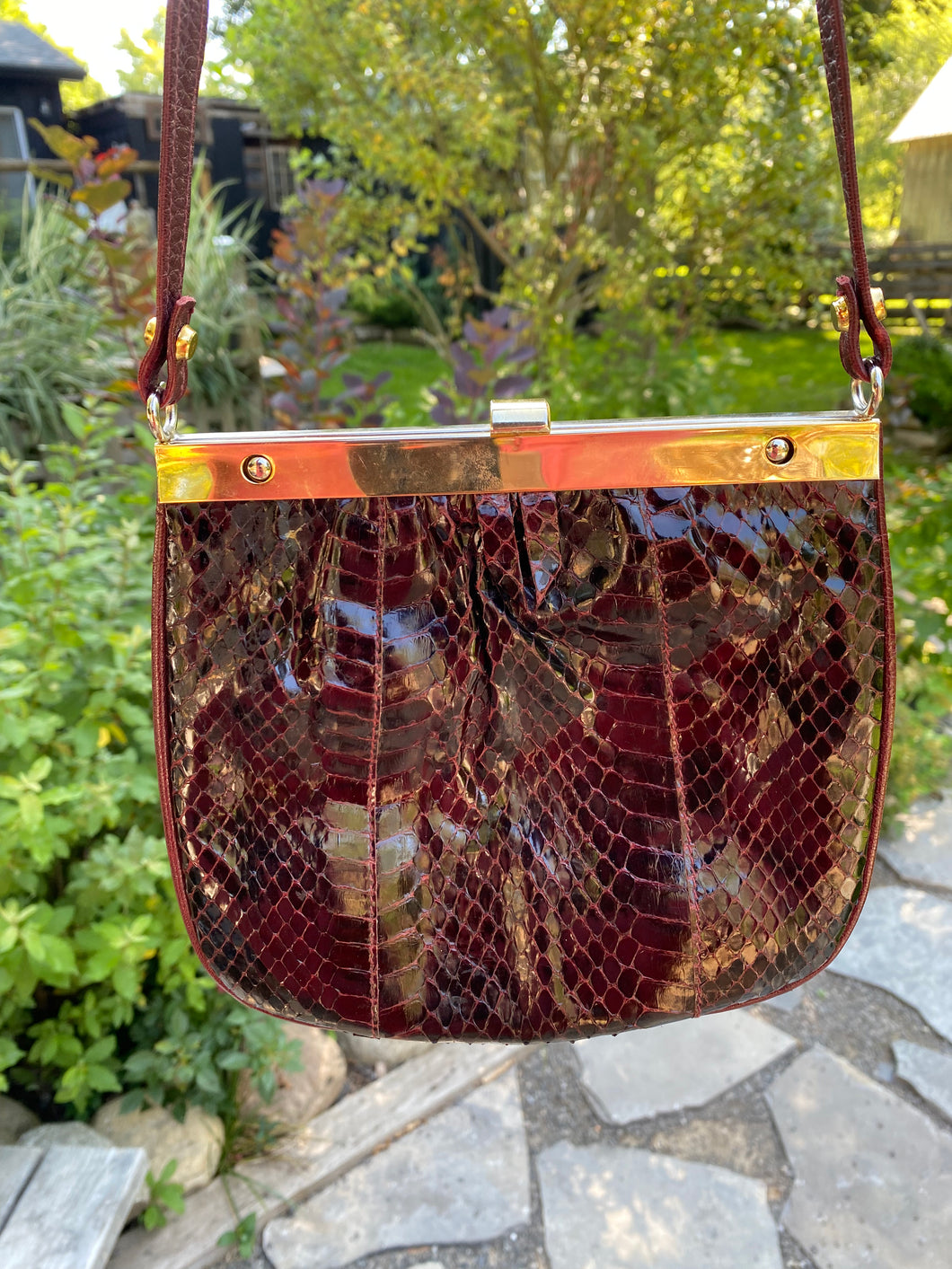 1970,s Burgundy Leather shoulder Bag. - City Girl Designer Vintage Closet