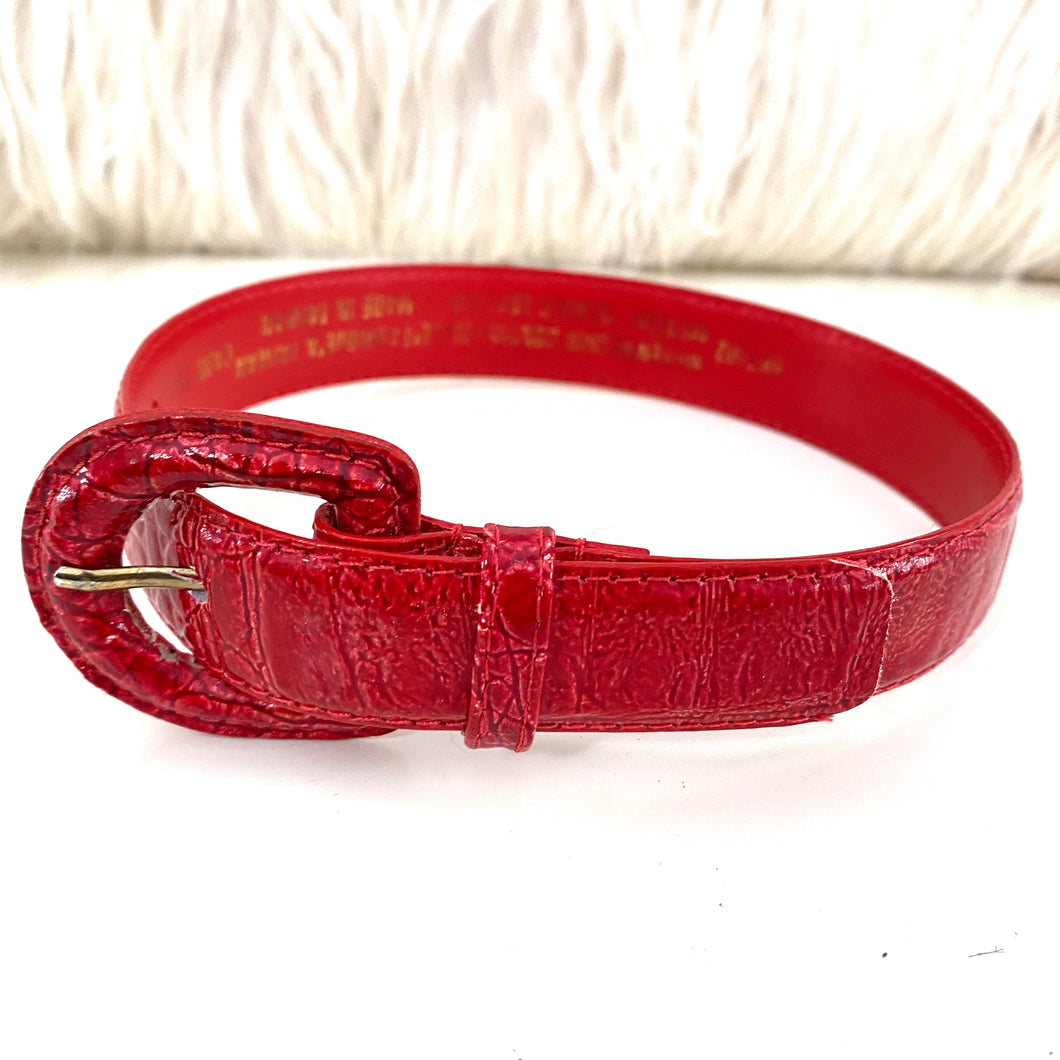 Red embossed Leather  Dog Collar - City Girl Designer Vintage Closet