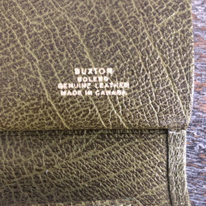 Vintage Made In Canada Buxton Olive Green Leather Wallet - City Girl Designer Vintage Closet