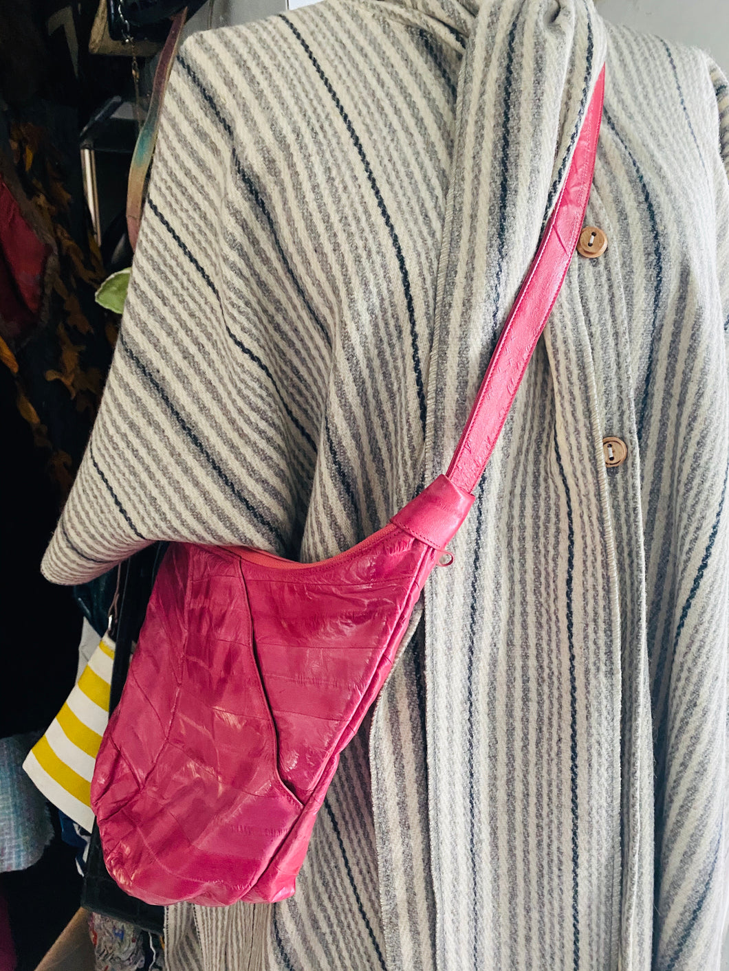 1980's Pink Eel Skin Hobo  Bag - City Girl Designer Vintage Closet