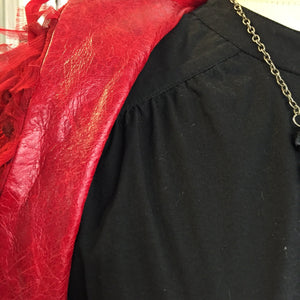 Red Silk and Leather Bolero Jacket Sz S - City Girl Designer Vintage Closet
