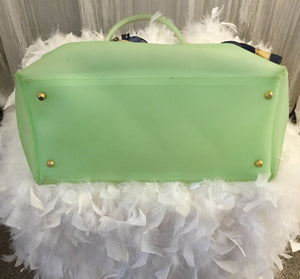 Green Vinyle Birkin Inspired Maxima Milano Handbag Made in Italy - City Girl Designer Vintage Closet