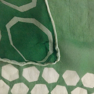 Green And White  Silk blend Chiffon Print Vintage Scarf 30"/30" - City Girl Designer Vintage Closet