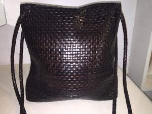 Desmo Woven Chocolate Leather Handbag Made In Italy - City Girl Designer Vintage Closet