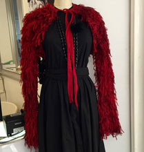 Red Silk and Leather Bolero Jacket Sz S - City Girl Designer Vintage Closet