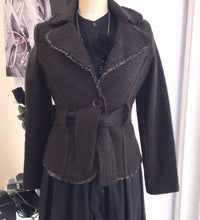Fitted Wool Jacket With Ribbon Detail Made In Italy  Sz M - City Girl Designer Vintage Closet