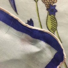 Baby Blue And Navy Blue Floral Print Vintage Scarf 30"/30" - City Girl Designer Vintage Closet