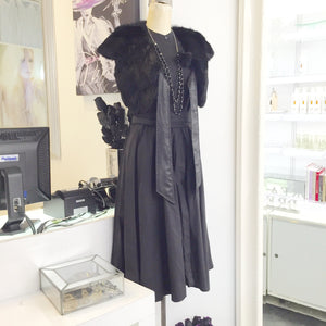Anna Sui Cap Sleeve Black Fur Bolero Sz S - City Girl Designer Vintage Closet
