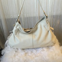 Alfani White Leather Shoulder Hobo Tote Handbag - City Girl Designer Vintage Closet