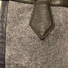 Black Fleece Felt And Leather Grey Tote - City Girl Designer Vintage Closet