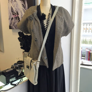 For All Mankind Short Sleeve Herringbone Blazer  Sz M - City Girl Designer Vintage Closet