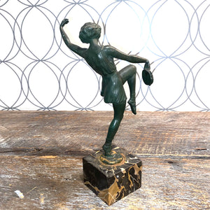 1930’s Fayral Pierre Le Faguay Art Deco Bronze Tambourine Dancer - City Girl Designer Vintage Closet