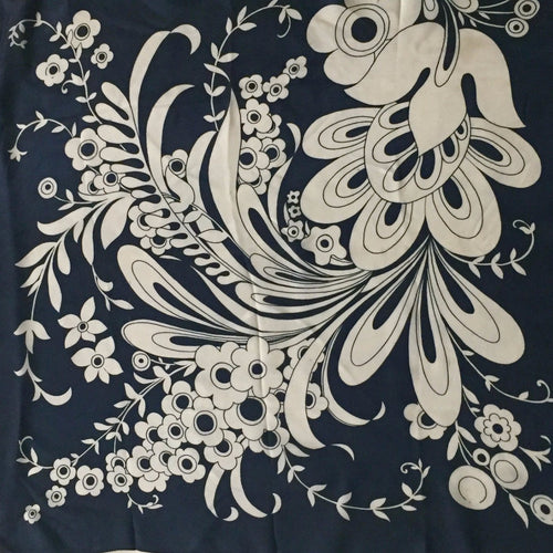 Black And White Bold Floral Print Vintage Scarf 30
