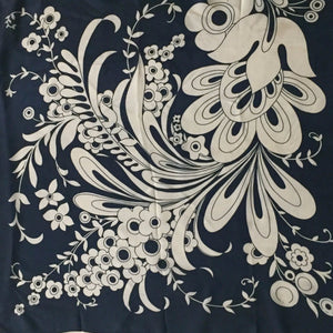 Black And White Bold Floral Print Vintage Scarf 30"/30" - City Girl Designer Vintage Closet