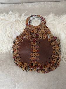 1970's Woven Leather Brown Hand Bag - City Girl Designer Vintage Closet
