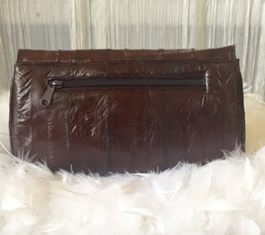 1980's  Chocolate brown Eel Skin Hand Bag - City Girl Designer Vintage Closet