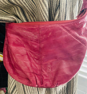 1980's Pink Eel Skin Hobo  Bag - City Girl Designer Vintage Closet