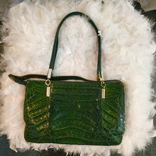 1970's Charles Jourdan Paris Emerald Green Exotic Leather Hand Bag - City Girl Designer Vintage Closet