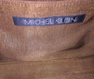 Michel Klein Woven Fabric And  Cowhide Leather Handbag Made In Paris - City Girl Designer Vintage Closet
