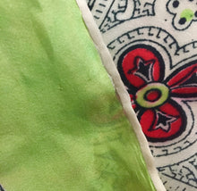 Lime Green And Floral Print Vintage Scarf 26.5"/26.5" - City Girl Designer Vintage Closet