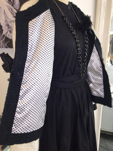 Luii Black And White cropped Tweed Blazer  Sz XL - City Girl Designer Vintage Closet
