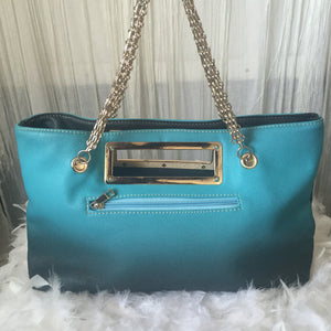 J & T Blue Ombre Pebbled Leather Shoulder Bag - City Girl Designer Vintage Closet