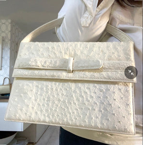 Lucille De Paris White Leather Hand Bag. - City Girl Designer Vintage Closet