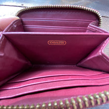 Patent Leather Coach Signature  Small Wine Colored Zip Around Wallet - City Girl Designer Vintage Closet
