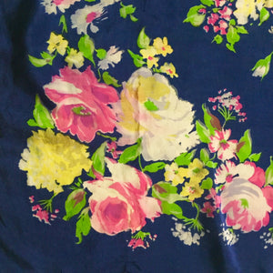Blue Floral Print Silk Vintage Scarf 30"/30" - City Girl Designer Vintage Closet