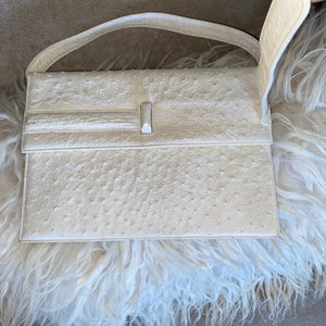Lucille De Paris White Leather Hand Bag. - City Girl Designer Vintage Closet