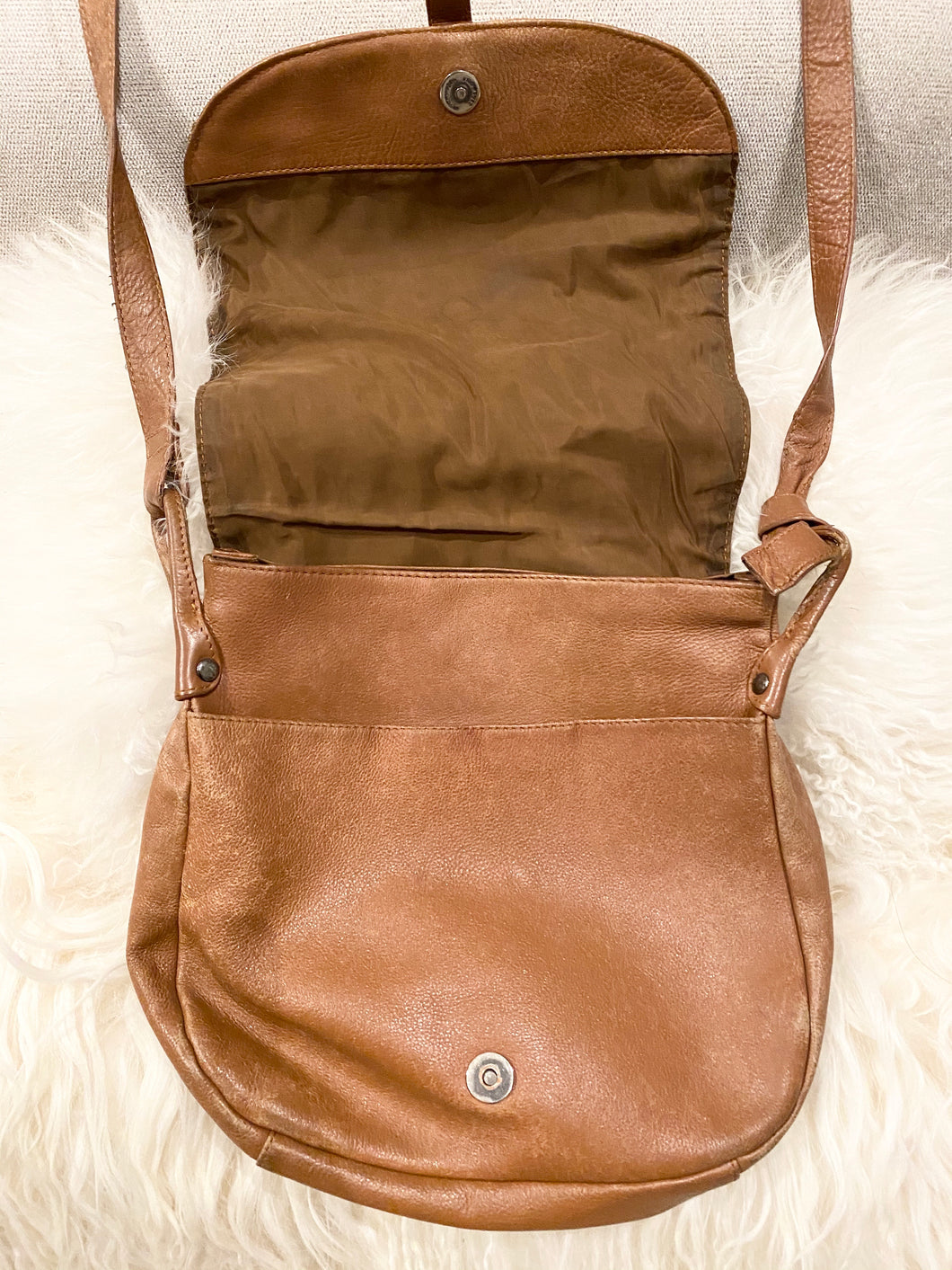1970's Distressed Handmade Brown Leather Cross Body Bag $29.99 - City Girl Designer Vintage Closet