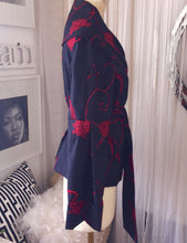 Rare Samuel Dong Black and Red  Satin Shawl Collar Jacket - City Girl Designer Vintage Closet