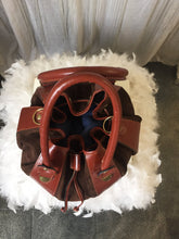 Rare Round Boho Leather And Suede Satchel Bucket Hand Bag - City Girl Designer Vintage Closet
