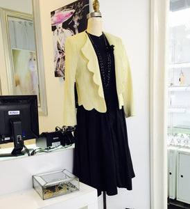 Top Shop Yellow Scalloped Boucle Blazer  Sz 8 - City Girl Designer Vintage Closet