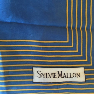 Baby Blue And Yellow Sylvie Mallon Vintage Scarf 30"/30" - City Girl Designer Vintage Closet