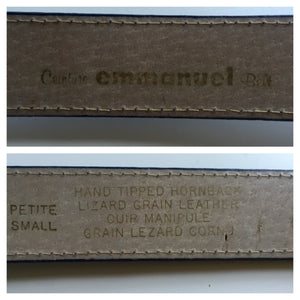 Navy Blue Special Lizard Skin Emmanuel Belt Sz Small Made In Spain - City Girl Designer Vintage Closet