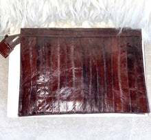 1970's Chocolate Brown Eel Skin Clutch Bag - City Girl Designer Vintage Closet