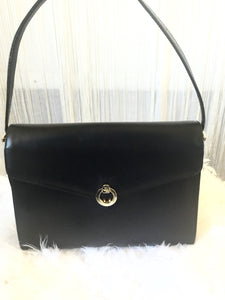 Black Leather 1940s Frame Bag - City Girl Designer Vintage Closet