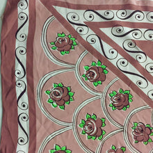 Blush And Green Floral Print Silk Vintage Scarf 30"/30" - City Girl Designer Vintage Closet